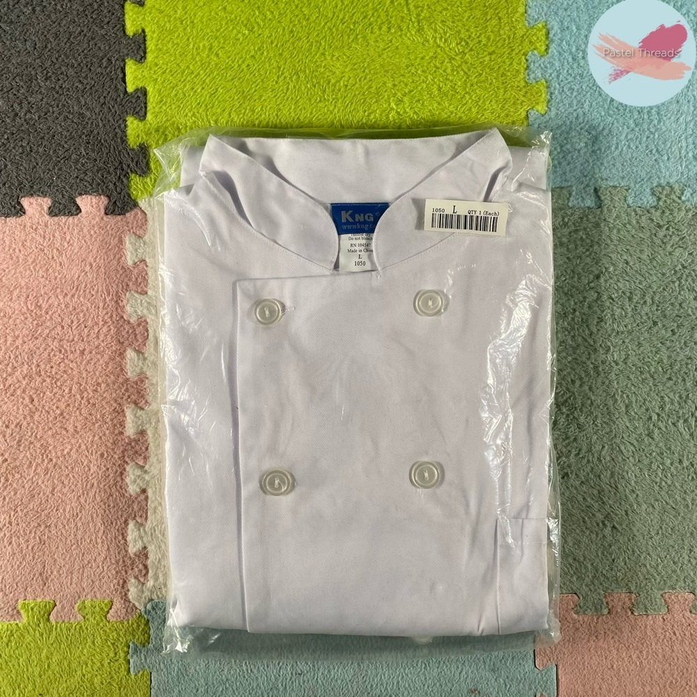 Brand New Large KNG White Chef’s Coat & Line Cook Men